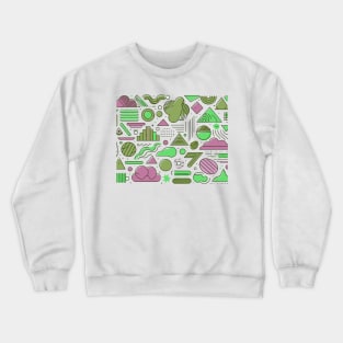 Pink Olive Green Colorful 80s Retro Geometric Pattern Crewneck Sweatshirt